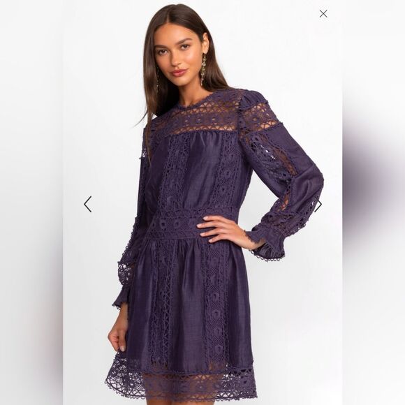 Johnny Was Dresses & Skirts - Johnny Was Jade Mitska Linen Blend‎ Lace Bohemian Plum Dress Size Small